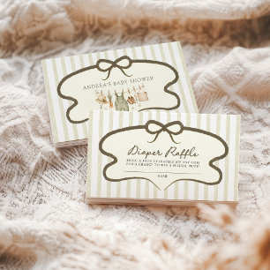 Sage Green Diaper Raffle Locally Grown Baby Shower Enclosure Card