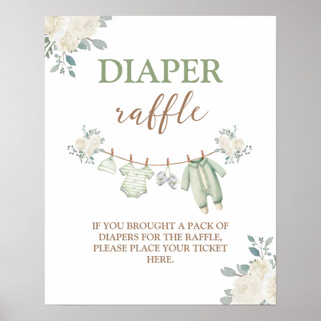 Sage Green Diaper Raffle sign (Front)