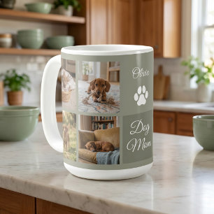 Sage Green Dog Mum Paw Print 8 Photos Custom Coffee Mug