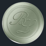 Sage Green Double Monogram Faux Wax Seal Stickers<br><div class="desc">These elegant traditional style script 2 Letter double Monogram Faux Wax Seal Stickers in the Sage Green colorway will make the perfect finishing touch to your save the dates, wedding invitations, or other special occasion stationery. Seal your envelopes or favour bags easily and beautifully with the look of real melted...</div>
