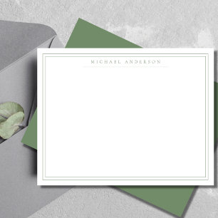 Sage Green Double Thin Border Correspondence Card
