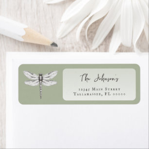Sage Green Dragonfly Wedding Address Return Address Label