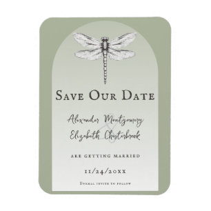 Sage Green Dragonfly Wedding Magnet