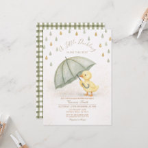 Sage Green Duckling Umbrella Rain Baby Shower