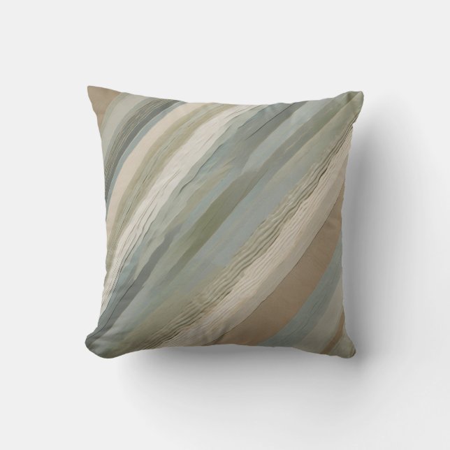 Sage Green Dusty Blue Beige Cream Abstract 16" Cushion (Front)