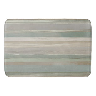 Sage Green Dusty Blue Taupe Gray Farmhouse Stripe Bath Mat