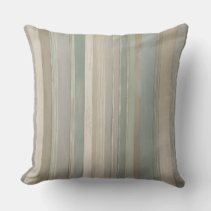 Sage Green Dusty Blue Taupe Gray Farmhouse Stripe Cushion