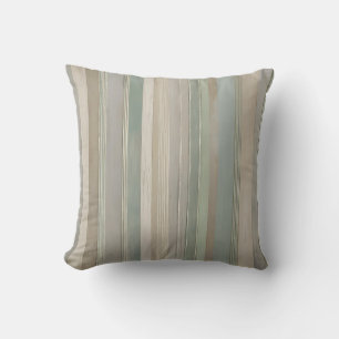 Sage Green Dusty Blue Taupe Gray Farmhouse Stripe Cushion
