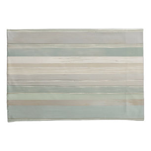 Sage Green Dusty Blue Taupe Gray Farmhouse Stripe Pillowcase