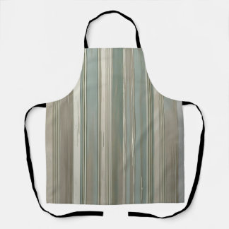 Sage Green Dusty Blue Taupe Grey Farmhouse Stripe Apron