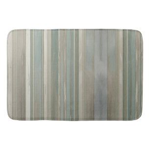 Sage Green Dusty Blue Taupe Grey Farmhouse Stripe  Bath Mat