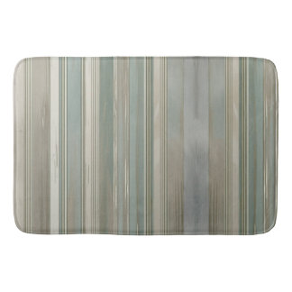 Sage Green Dusty Blue Taupe Grey Farmhouse Stripe Bath Mat
