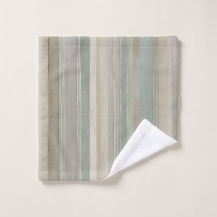 Sage Green Dusty Blue Taupe Grey Farmhouse Stripe Bath Towel Set