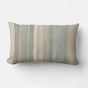 Sage Green Dusty Blue Taupe Grey Farmhouse Stripe Lumbar Cushion