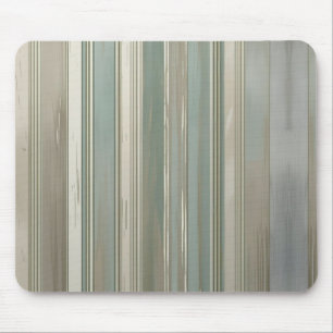 Sage Green Dusty Blue Taupe Grey Farmhouse Stripe Mouse Pad