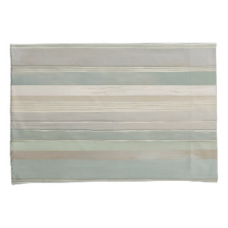 Sage Green Dusty Blue Taupe Grey Farmhouse Stripe Pillowcase