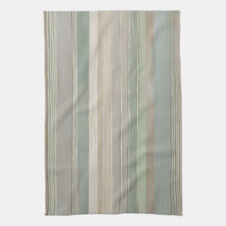 Sage Green Dusty Blue Taupe Grey Farmhouse Stripe Tea Towel
