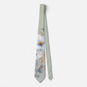 Sage Green Dusty Blue Wildflower Wedding Tie