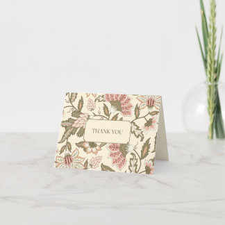 Sage Green Dusty Pink Vintage Floral Thank You Card