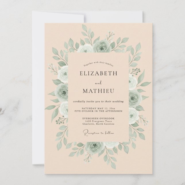 Sage Green Earthy Boho Wedding Invitation (Front)
