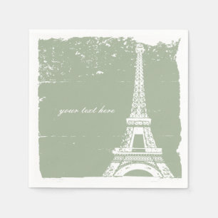 Sage Green Eiffel Tower Paper Napkin Set