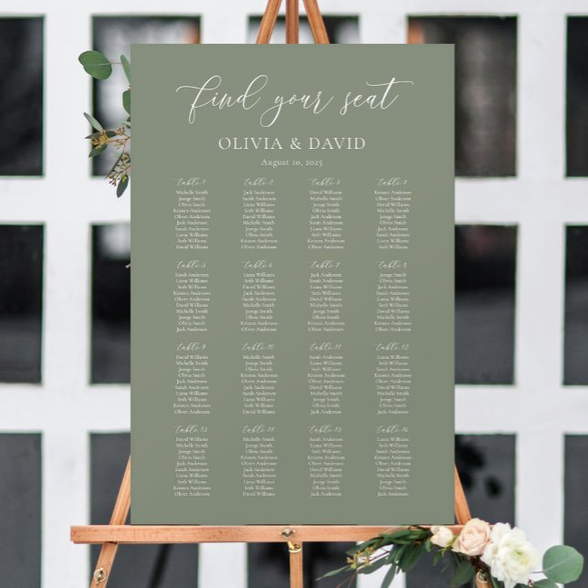 Sage Green Elegant 16 table Seating Chart (Creator Uploaded)