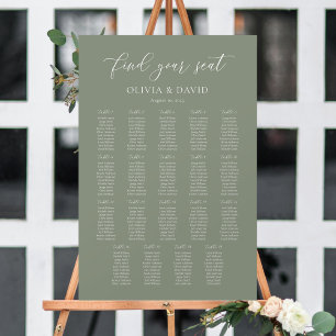 Sage Green Elegant 19 tables Seating Chart