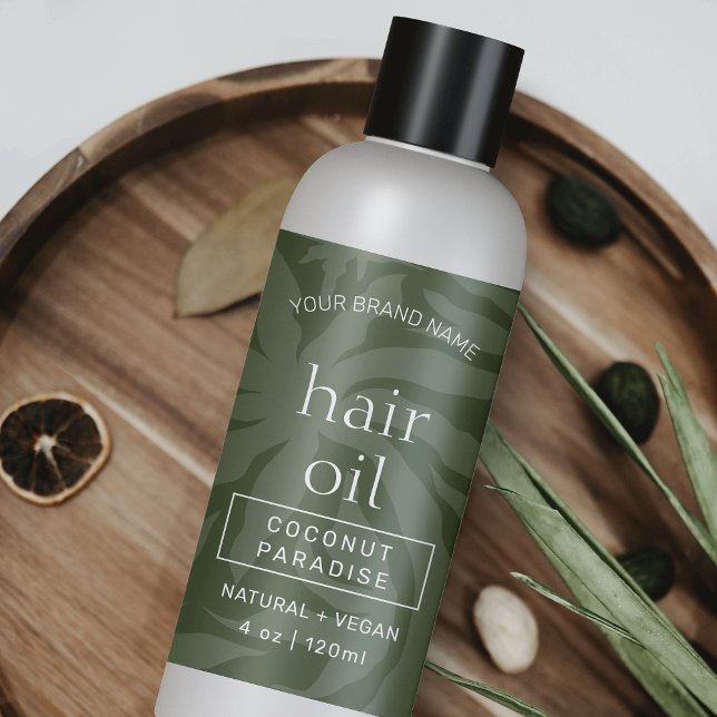 Sage Green Elegant 4 OZ Skincare Bottle Wrap Label (Elegant sage green skincare bottle wrap around label with fully editable text & colors)