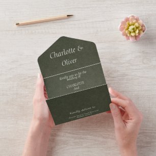 Sage Green Elegant All In One Wedding Invite Cards