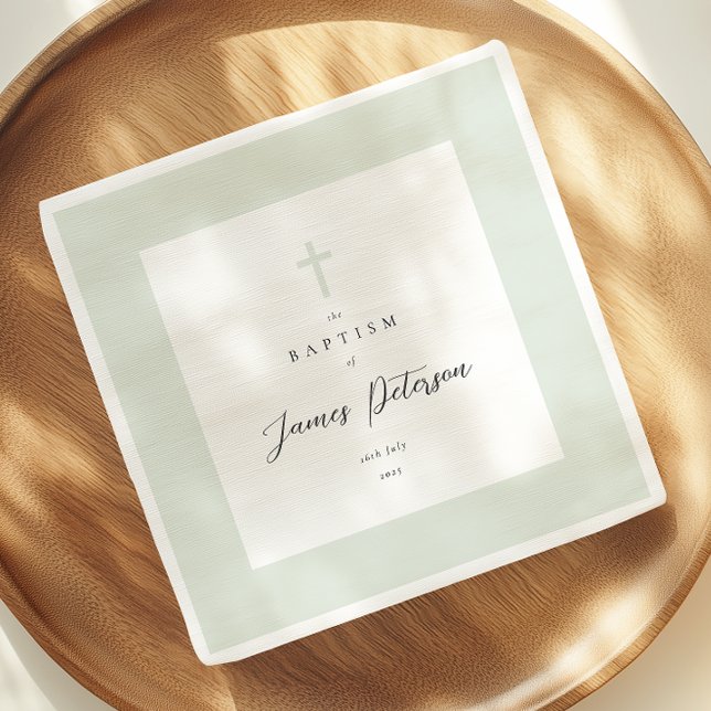 Sage Green Elegant Baptism Paper Napkin (Creator Uploaded)