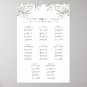 Sage Green Elegant Botanical Seating Chart Poster
