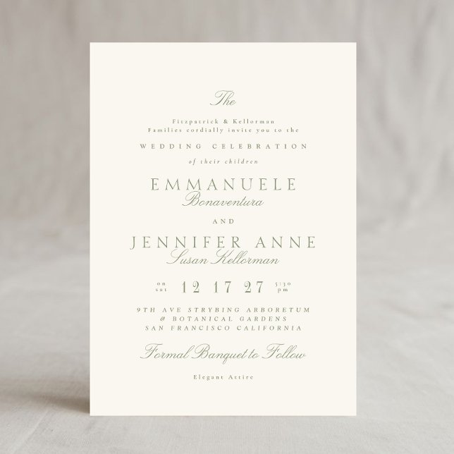 Sage Green Elegant Calligraphy Formal The Wedding Invitation (Creator Uploaded)
