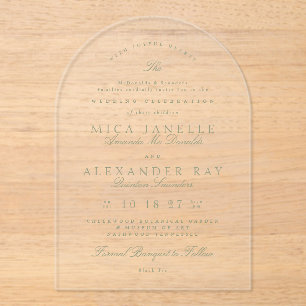 Sage Green Elegant Calligraphy Formal Wedding Acrylic Invitations