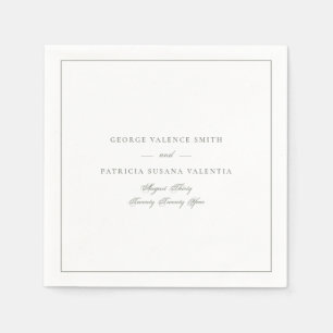 Sage Green Elegant Calligraphy Framed Wedding Napkin