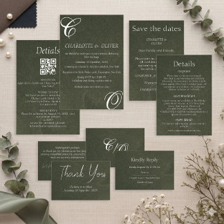 Sage Green Elegant Calligraphy Wedding Invitations