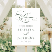 Sage Green Elegant Calligraphy Wedding Welcome