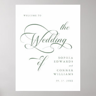 Sage Green Elegant Classy Wedding Welcome Sign