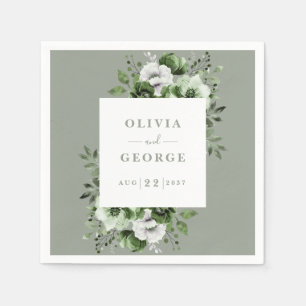 Sage Green Elegant Country Floral Wedding Napkin