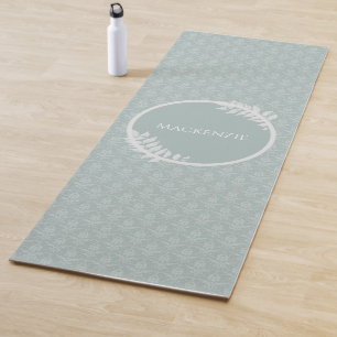Sage Green Elegant Damask Yoga Mat