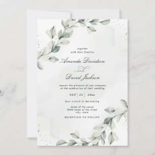 Sage Green Elegant Eucalyptus Botanical Wedding  Invitation