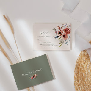 Sage Green Elegant Floral RSVP Card