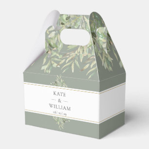 Sage Green Elegant Greenery Wedding Thank You Favour Box