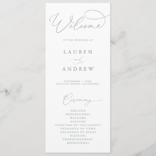 Sage Green Elegant Minimalist Boho Wedding Program