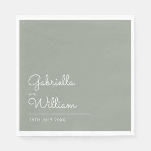 Sage Green Elegant Minimalist Script Napkin