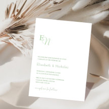 sage green elegant minimalist wedding invitation
