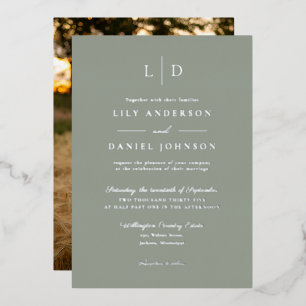 Sage Green Elegant Monogram Wedding Photo