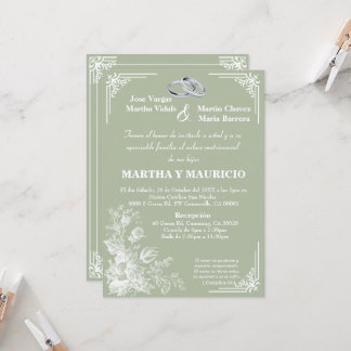 Sage Green Elegant Nuestra Boda Invitation