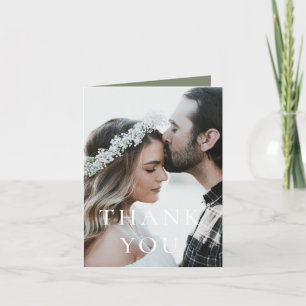 Sage Green Elegant photo Wedding Thank You Card