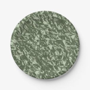 Sage Green Elegant Ruffled Satin Paper Plate