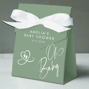 Sage Green Elegant Script Baby Shower Favour Box